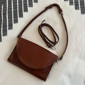 Nisolo Cleo Convertible Brandy Brown Leather Crossbody Bag